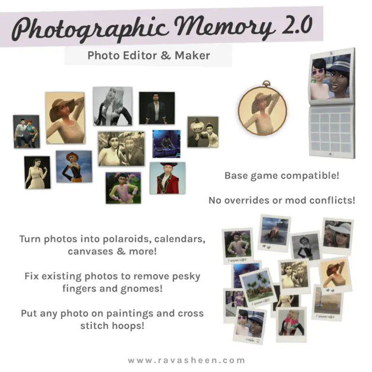 Photographic Memory 2.0 by Ravasheen helps prevent Sims 4 Black Photos